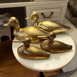 Mid-Century Modern Vintage Solid Brass Mallard Ducks figurines. #MCM